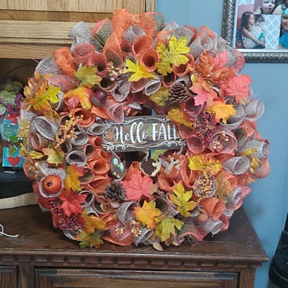 Handmade Fall Mesh wreath